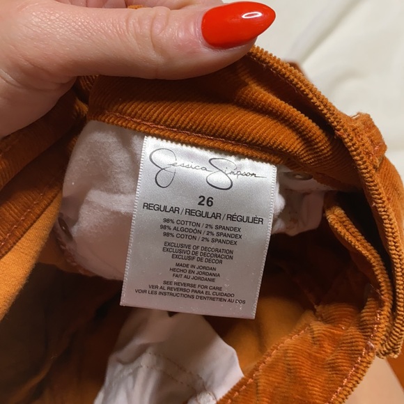 Jessica Simpson Burnt Orange, Corduroy, straight leg Pants size 26 - Picture 5 of 5